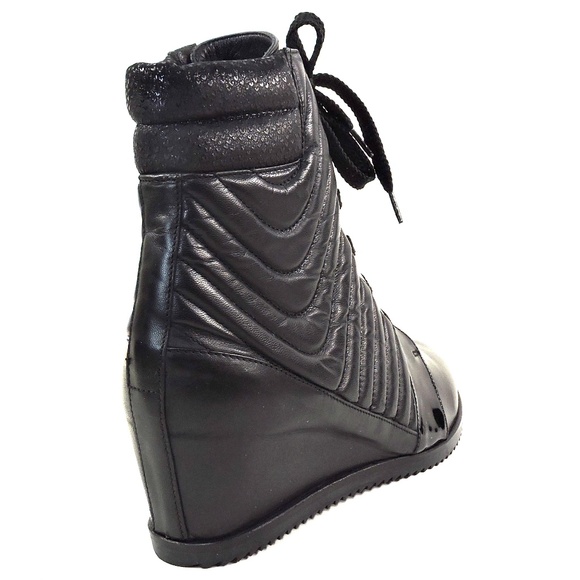 DAVIS CESARETTI 🇮🇹 WOMEN'S BLACK SOFT LEATHER COMFORT WINTER WEDGE BOOTIE - Picture 6 of 8